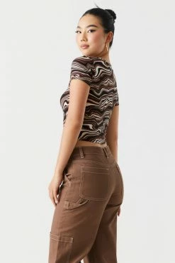 Stitches Ladies Soft Marble Print Cropped T-Shirt