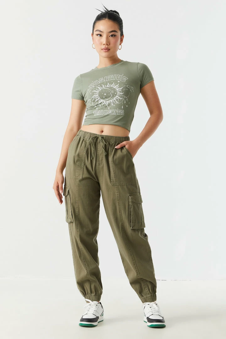 Stitches Ladies Soft Positive Thoughts Graphic Cropped T-Shirt Tops 3 Stitches Ladies Soft Positive Thoughts Graphic Cropped T-Shirt Tops