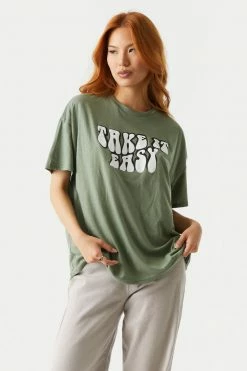 Stitches Ladies Take It Easy Graphic Boyfriend T-Shirt