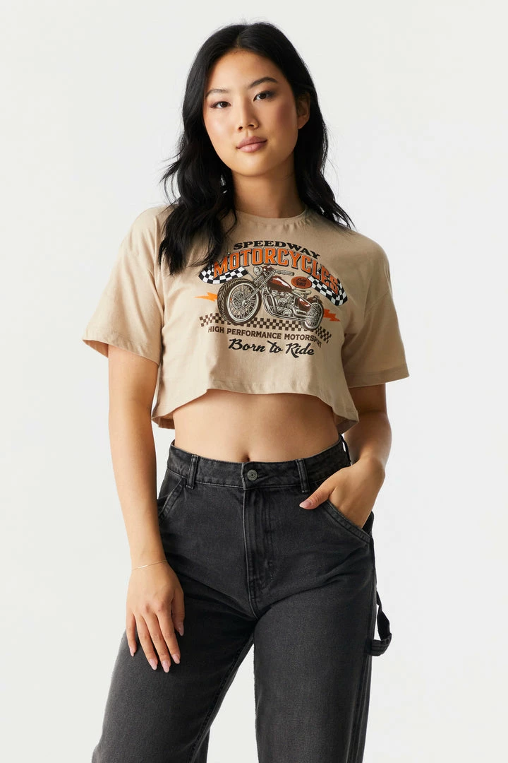 Stitches Ladies Born To Ride Graphic Boxy Skimmer T-Shirt 1 Stitches Ladies Born To Ride Graphic Boxy Skimmer T-Shirt