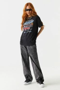 Stitches Ladies Legends Born To Ride Graphic Oversized T-Shirt Tops