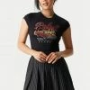 Stitches Ladies Rebel Graphic Cropped T-Shirt Tops