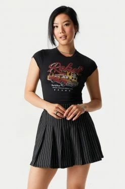 Stitches Ladies Rebel Graphic Cropped T-Shirt Tops