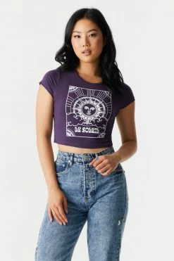 Stitches Ladies Le Soleil Graphic Crop T-Shirt Tops