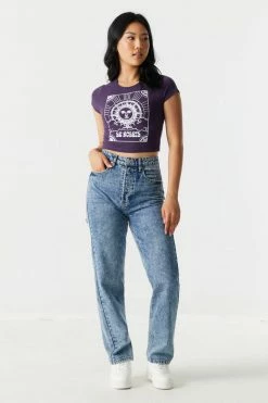 Stitches Ladies Le Soleil Graphic Crop T-Shirt Tops