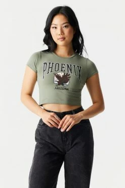 Stitches Ladies Tops Phoenix Graphic Crop T-Shirt