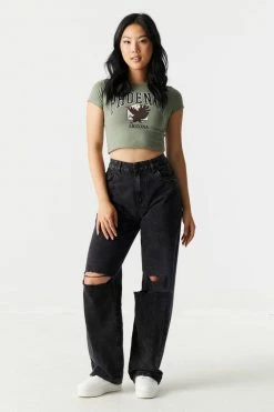 Stitches Ladies Tops Phoenix Graphic Crop T-Shirt