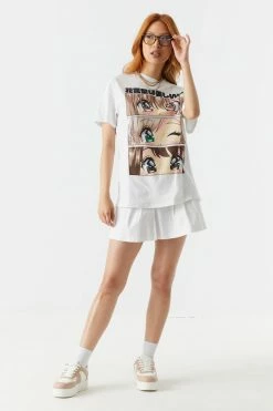 Stitches Ladies Tops Anime Wink Graphic Boyfriend T-Shirt 5 Stitches Ladies Tops Anime Wink Graphic Boyfriend T-Shirt