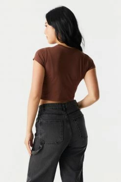 Stitches Ladies Tops Heart Tattoo Graphic Crop T-Shirt