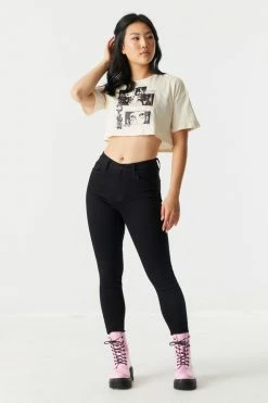 Stitches Ladies Tops Anime Mood Graphic Boxy Skimmer T-Shirt