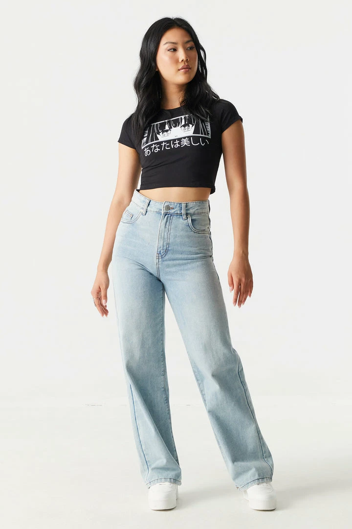 Stitches Ladies Anime Graphic Crop T-Shirt 3 Stitches Ladies Anime Graphic Crop T-Shirt