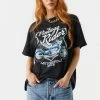 Stitches Ladies Vintage Rider Moto Club Graphic Boyfriend T-Shirt