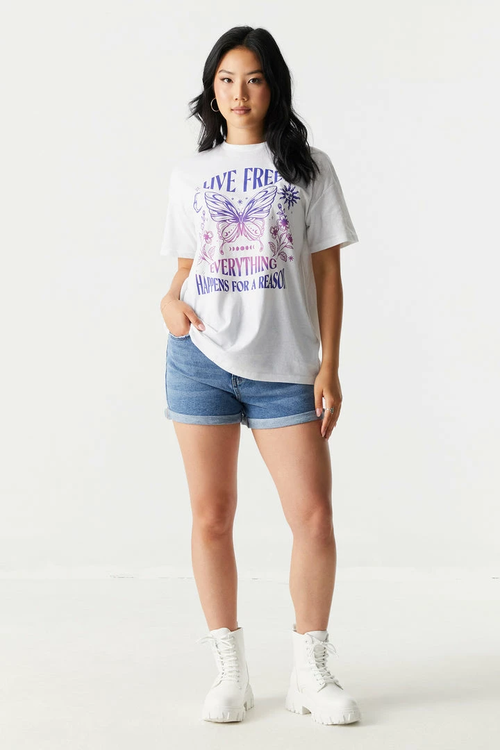 Stitches Ladies Live Free Butterfly Graphic T-Shirt 3 Stitches Ladies Live Free Butterfly Graphic T-Shirt