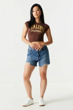 Stitches Ladies Malibu Graphic Cropped T-Shirt