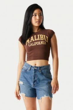 Stitches Ladies Malibu Graphic Cropped T-Shirt