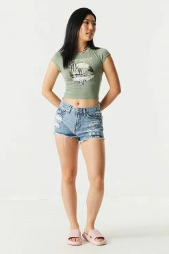 Stitches Ladies Desert Dreaming Graphic Cropped T-Shirt Tops