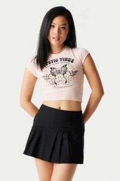 Stitches Ladies Mystic Vibes Graphic Cropped T-Shirt