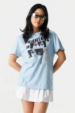 Stitches Ladies Fearless Anime Graphic Oversized T-Shirt Tops