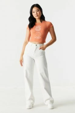 Stitches Ladies Mystic Sun Graphic Crop T-Shirt Tops