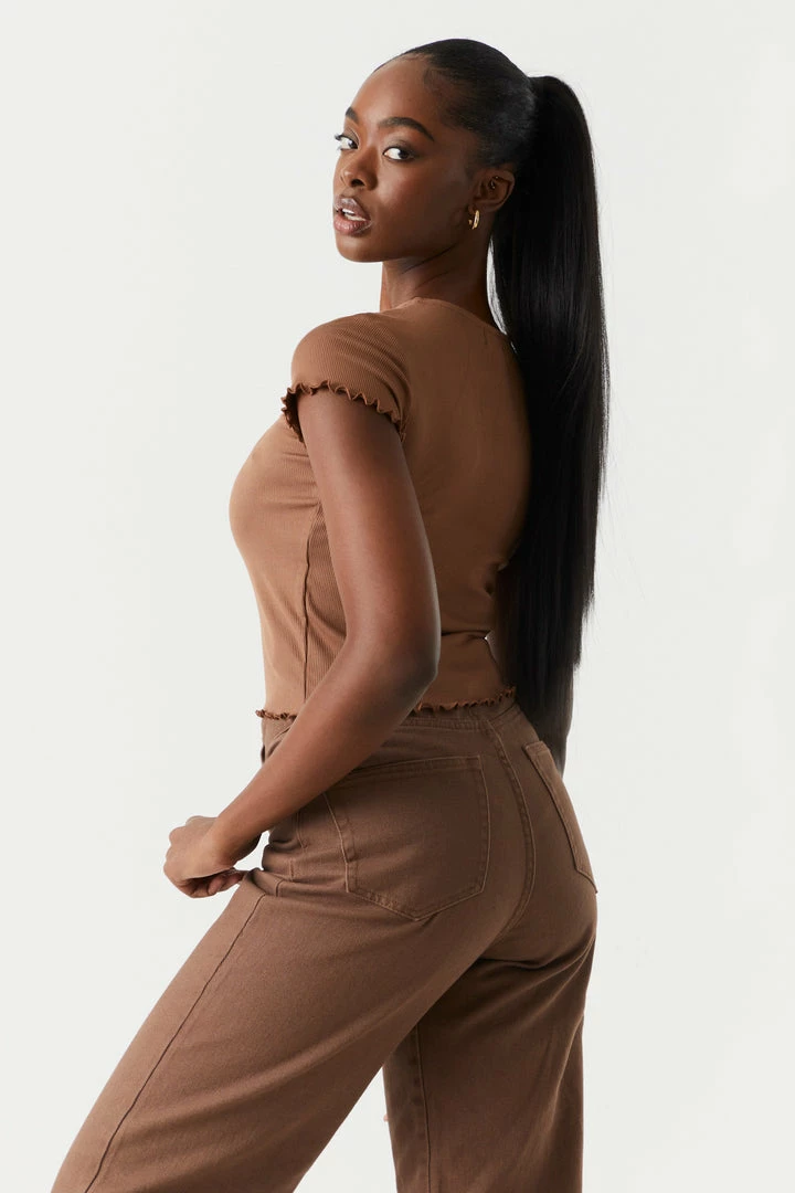 Stitches Ladies Ribbed Embroidered Arizona Graphic Lettuce Hem Cropped T-Shirt Tops 3 Stitches Ladies Ribbed Embroidered Arizona Graphic Lettuce Hem Cropped T-Shirt Tops