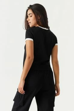 Stitches Ladies Love Heart Graphic Ringer T-Shirt