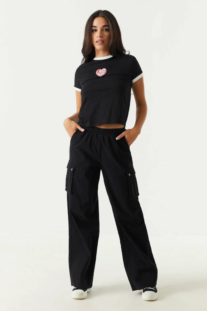 Stitches Ladies Love Heart Graphic Ringer T-Shirt 3 Stitches Ladies Love Heart Graphic Ringer T-Shirt