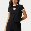 Stitches Ladies Love Heart Graphic Ringer T-Shirt