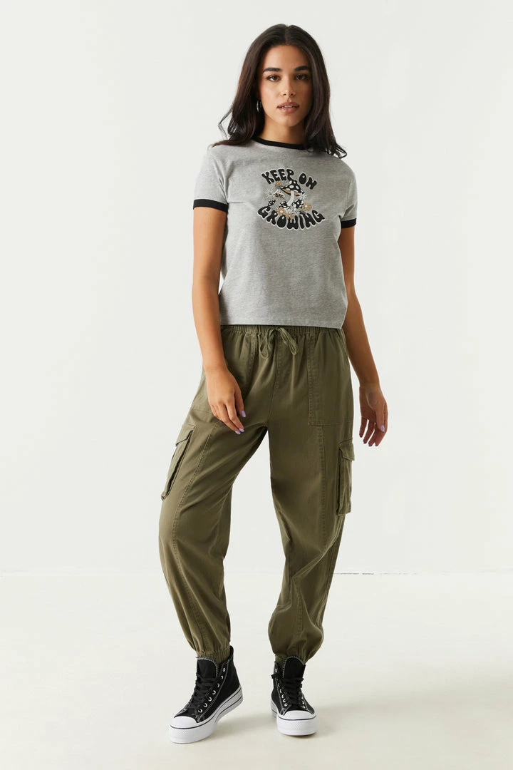 Stitches Ladies Keep On Growing Graphic Ringer T-Shirt 3 Stitches Ladies Keep On Growing Graphic Ringer T-Shirt