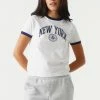 Stitches Ladies Tops New York Graphic Ringer T-Shirt