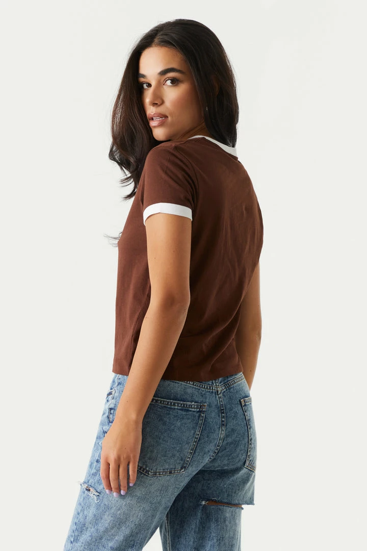 Stitches Ladies Chicago Graphic Ringer T-Shirt 2 Stitches Ladies Chicago Graphic Ringer T-Shirt