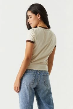 Stitches Ladies Butterfly Graphic Ringer T-Shirt