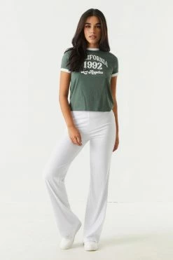 Stitches Ladies California Graphic Ringer T-Shirt Tops