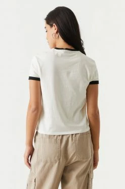 Stitches Ladies Tops Good Vibes Graphic Ringer T-Shirt