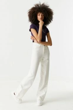 Stitches Ladies Tops Rhinestone Butterfly Graphic Lettuce Hem Cropped T-Shirt