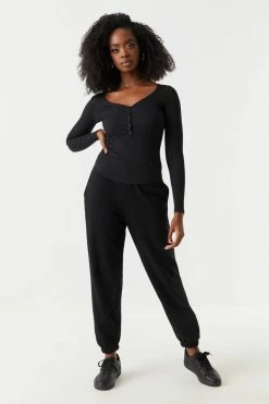 Stitches Ladies Tops Soft Ribbed Henley Long Sleeve Top 32 Stitches Ladies Tops Soft Ribbed Henley Long Sleeve Top