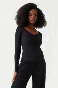 Stitches Ladies Tops Soft Ribbed Henley Long Sleeve Top 30 Stitches Ladies Tops Soft Ribbed Henley Long Sleeve Top