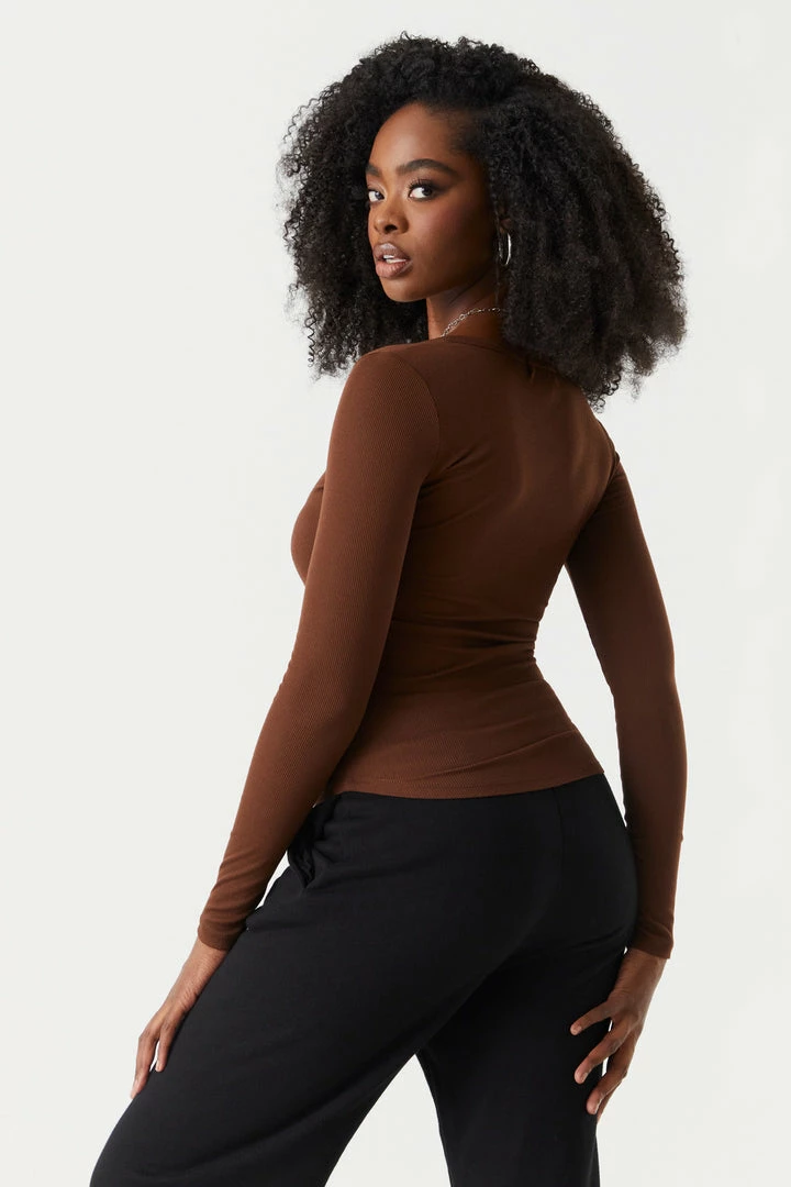 Stitches Ladies Tops Soft Ribbed Henley Long Sleeve Top 5 Stitches Ladies Tops Soft Ribbed Henley Long Sleeve Top