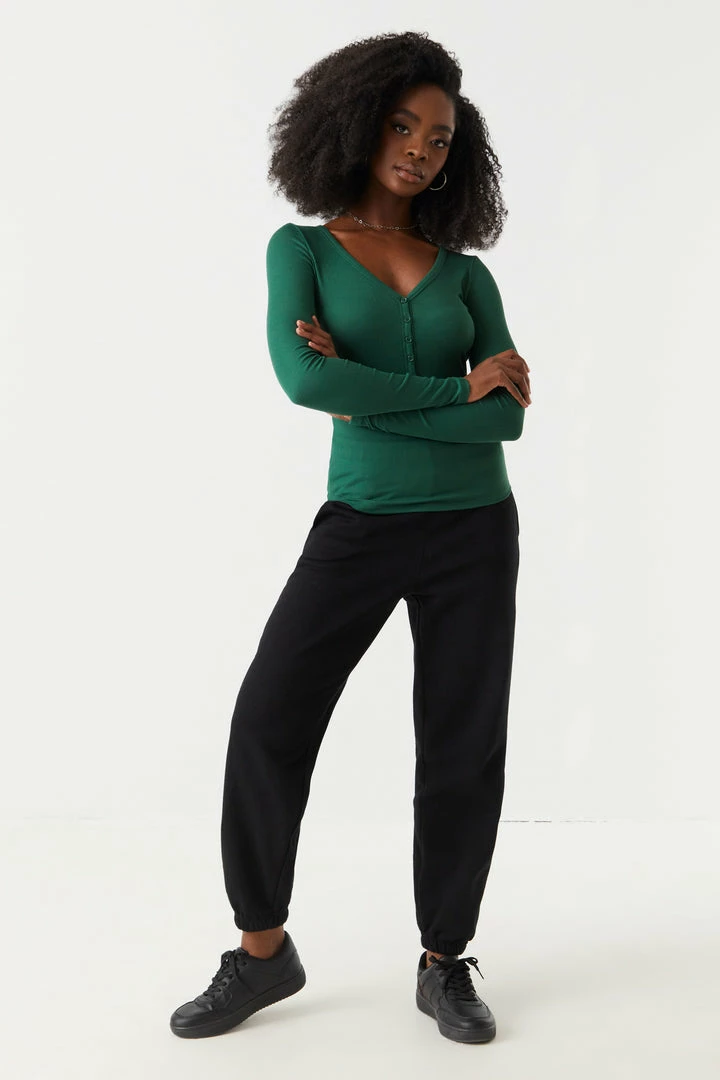 Stitches Ladies Tops Soft Ribbed Henley Long Sleeve Top 12 Stitches Ladies Tops Soft Ribbed Henley Long Sleeve Top