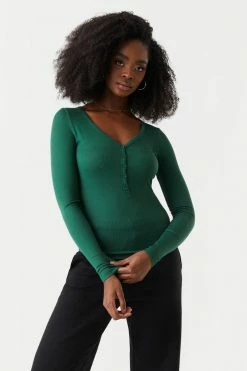 Stitches Ladies Tops Soft Ribbed Henley Long Sleeve Top 33 Stitches Ladies Tops Soft Ribbed Henley Long Sleeve Top