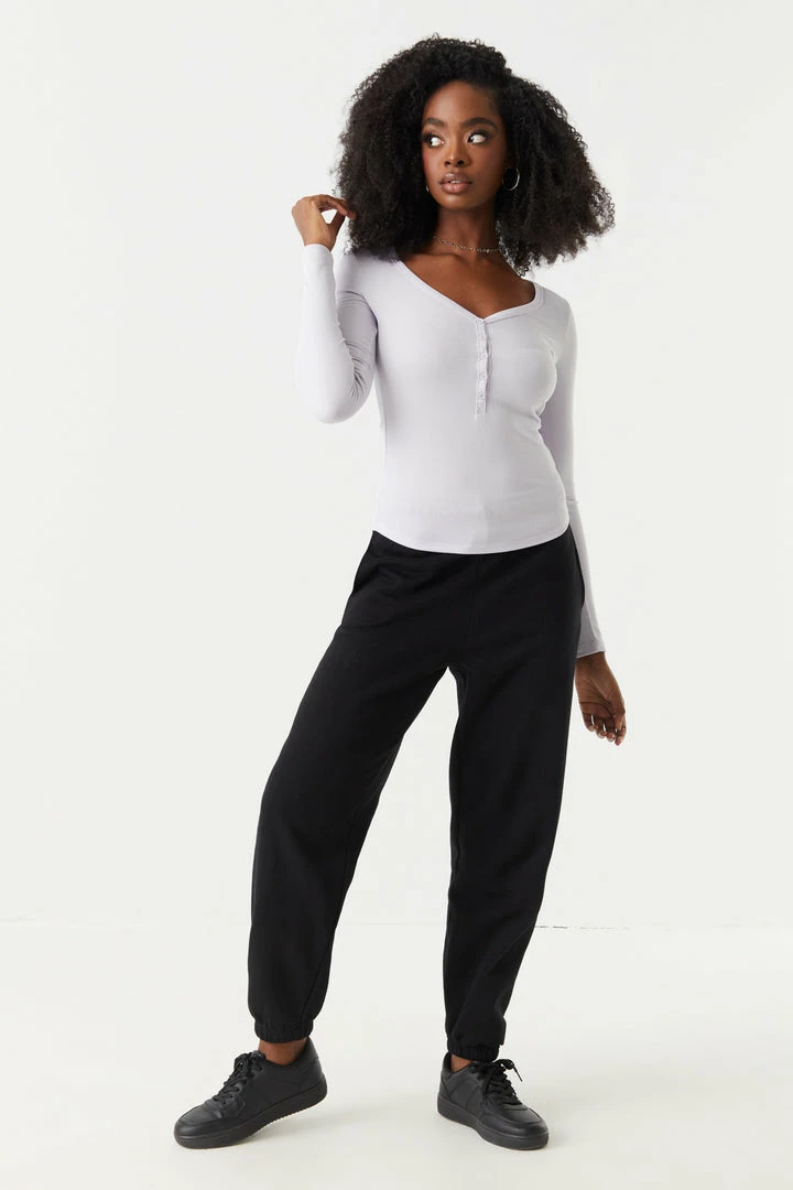 Stitches Ladies Tops Soft Ribbed Henley Long Sleeve Top 15 Stitches Ladies Tops Soft Ribbed Henley Long Sleeve Top