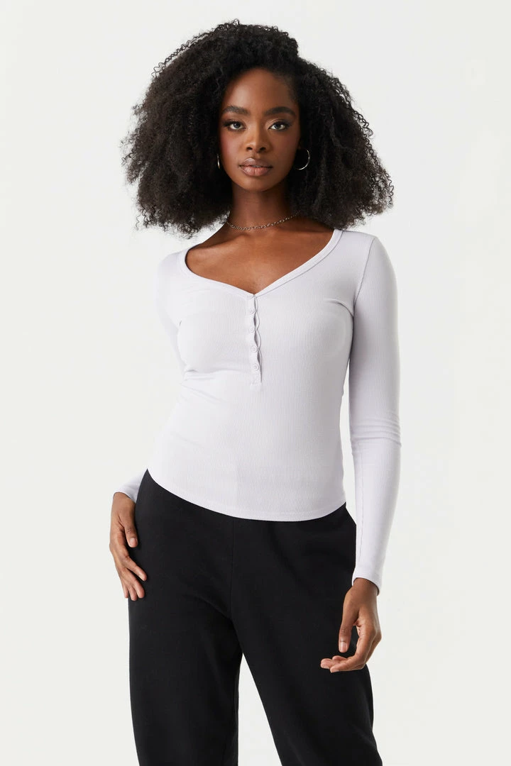 Stitches Ladies Tops Soft Ribbed Henley Long Sleeve Top 13 Stitches Ladies Tops Soft Ribbed Henley Long Sleeve Top