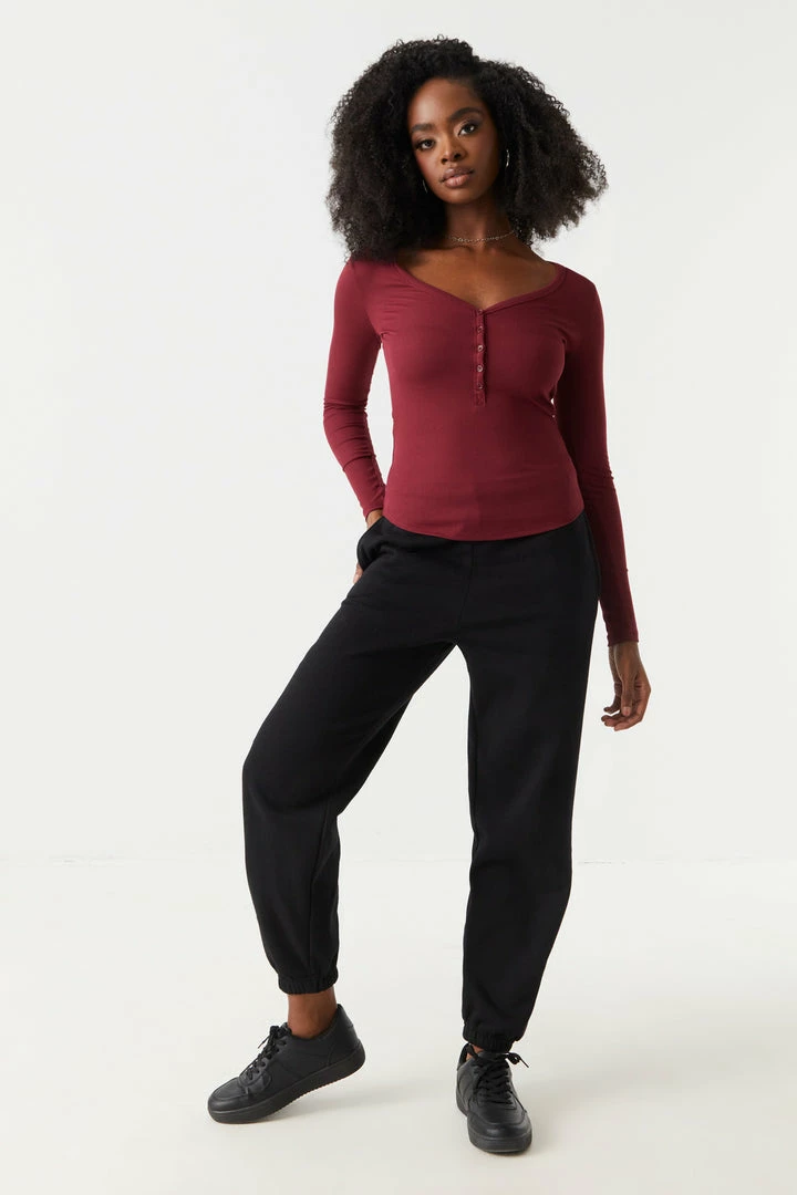 Stitches Ladies Tops Soft Ribbed Henley Long Sleeve Top 18 Stitches Ladies Tops Soft Ribbed Henley Long Sleeve Top