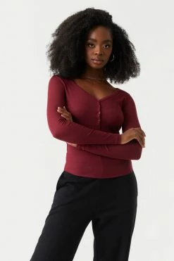 Stitches Ladies Tops Soft Ribbed Henley Long Sleeve Top 39 Stitches Ladies Tops Soft Ribbed Henley Long Sleeve Top