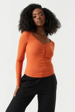 Stitches Ladies Tops Soft Ribbed Henley Long Sleeve Top 42 Stitches Ladies Tops Soft Ribbed Henley Long Sleeve Top