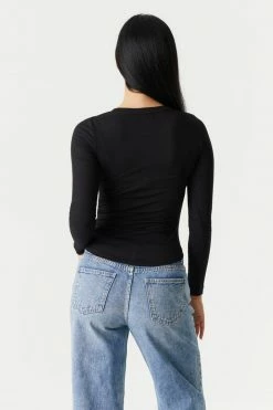 Stitches Ladies Soft Ribbed Crew Neck Long Sleeve Top