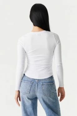 Stitches Ladies Soft Ribbed Crew Neck Long Sleeve Top