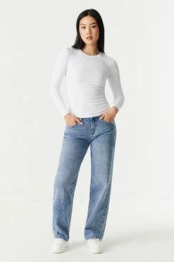 Stitches Ladies Soft Ribbed Crew Neck Long Sleeve Top