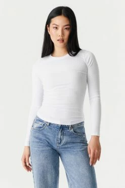 Stitches Ladies Soft Ribbed Crew Neck Long Sleeve Top