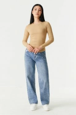 Stitches Ladies Soft Ribbed Crew Neck Long Sleeve Top