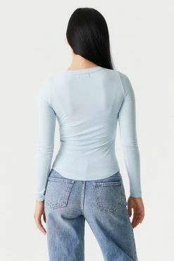 Stitches Ladies Soft Ribbed Crew Neck Long Sleeve Top